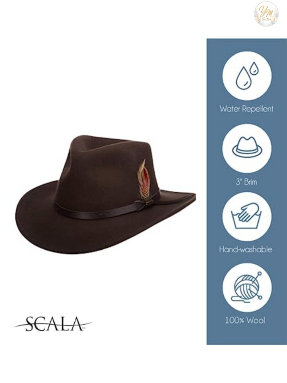 Scala Outback Wool Felt Sun Hat Wide Brim UV Protection Western - Picture 3 of 6
